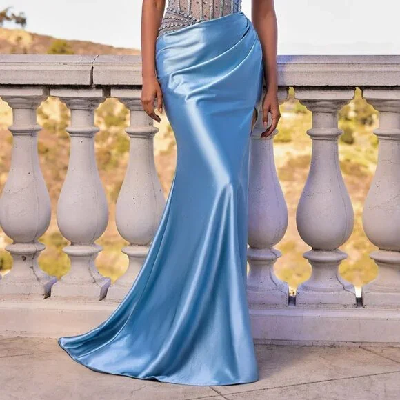 New Strapless Sheath Cocktail Dress w/ Beads Embroidery & Rhinestones CDS538